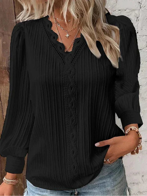 Chic V-Neck Lace Tops for Women