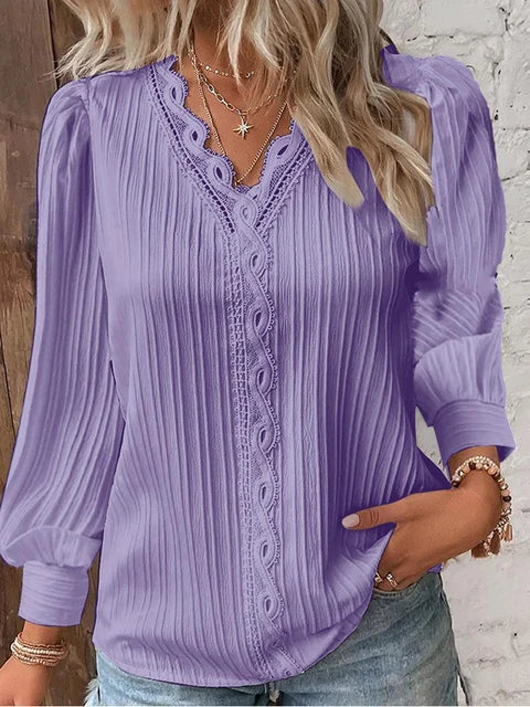 Chic V-Neck Lace Tops for Women