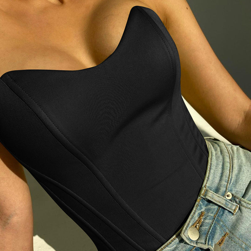 Chic Corset Crop Tube Top - Slim Fit
