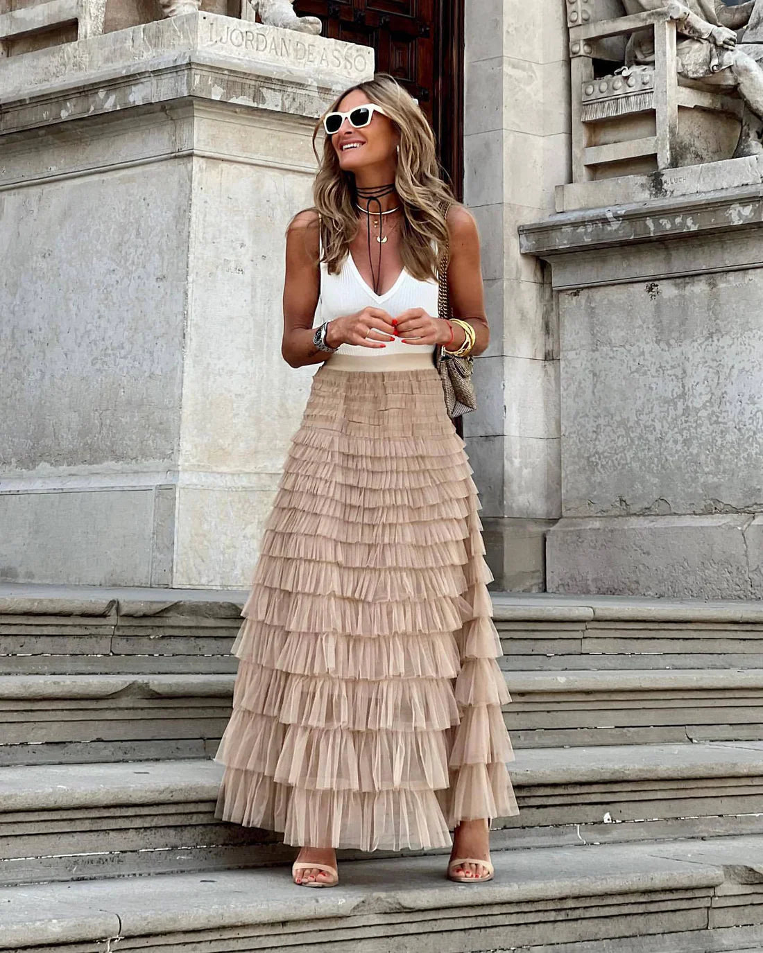 Elegant Tulle Skirt with Pleated Waist