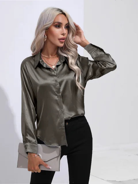Elegant Women's Satin Blouse - Timeless Style