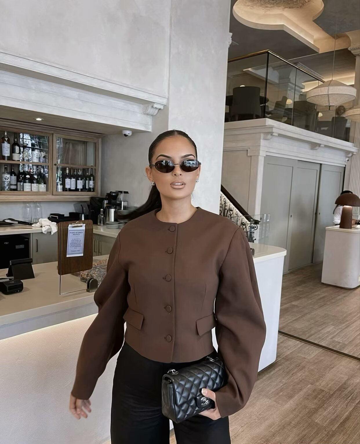 Elegant Cropped Blazer & Skirt Set