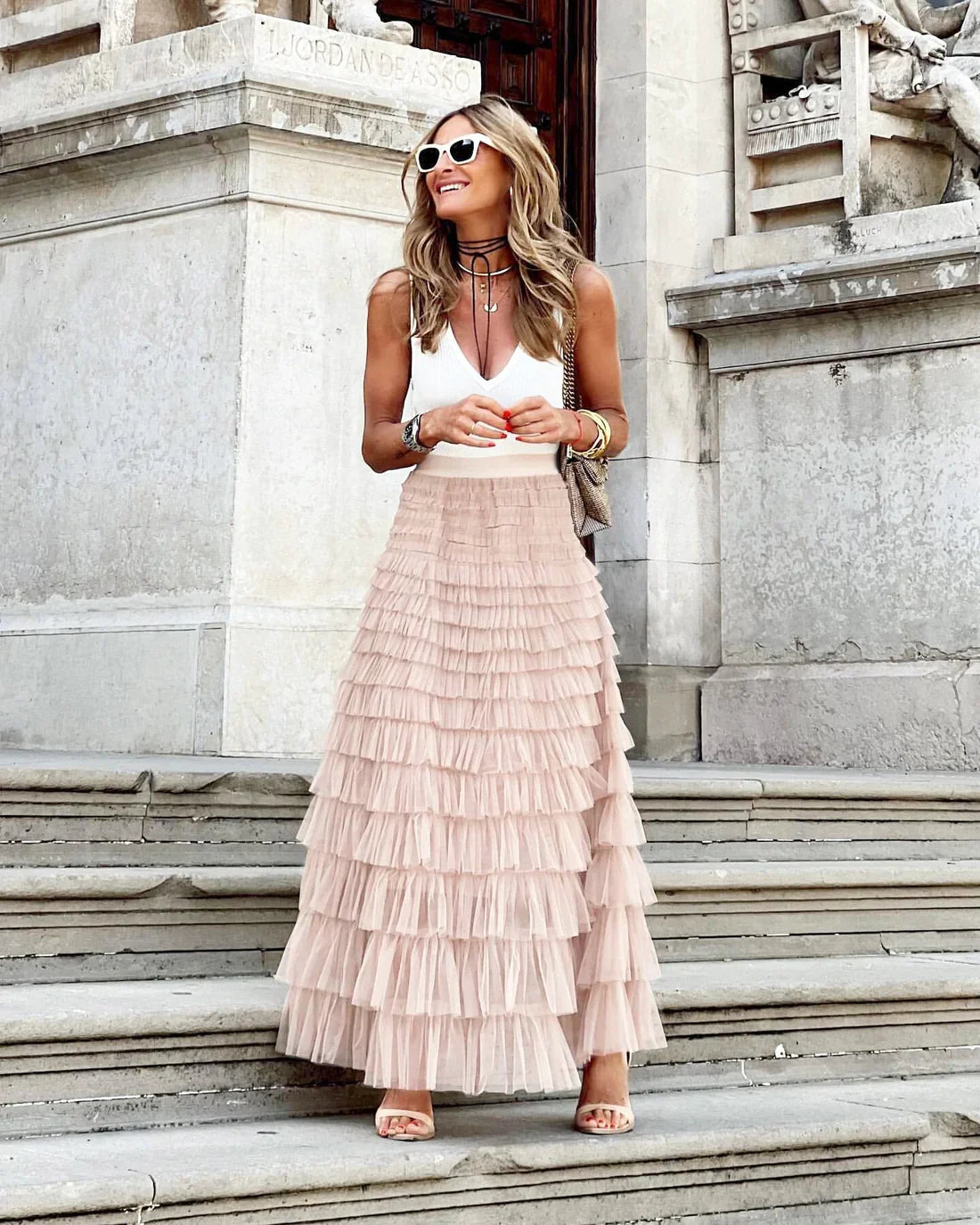 Elegant Tulle Skirt with Pleated Waist