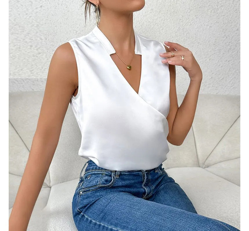 Chic Sleeveless V-Neck Summer Blouse