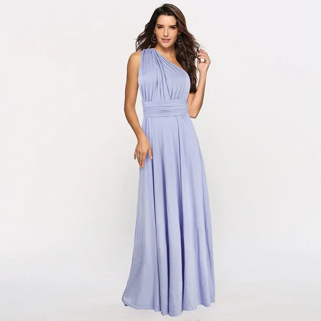 Versatile Floor-Length Bridesmaid Dress with Style Options