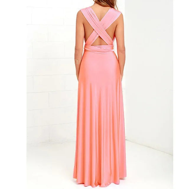 Versatile Floor-Length Bridesmaid Dress with Style Options