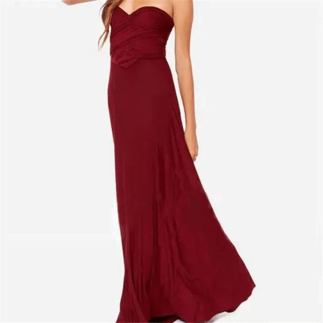 Versatile Floor-Length Bridesmaid Dress with Style Options