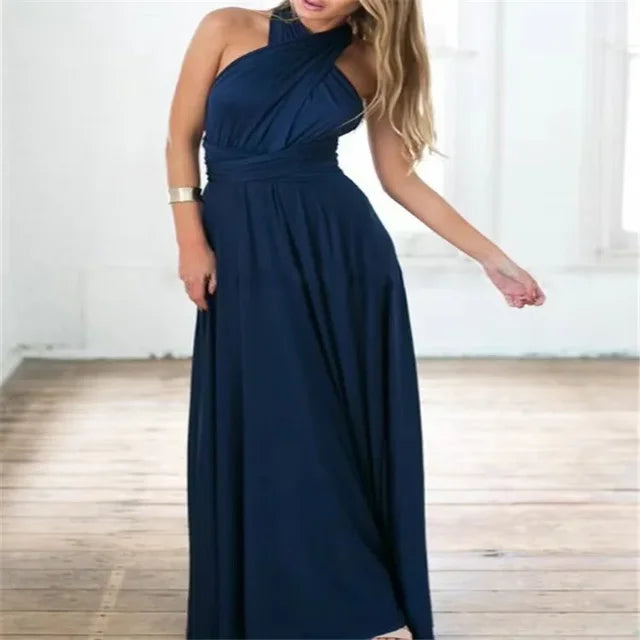 Versatile Floor-Length Bridesmaid Dress with Style Options
