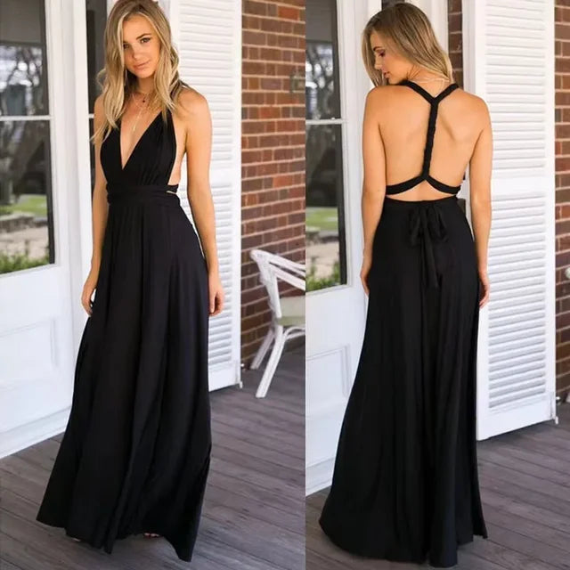 Versatile Floor-Length Bridesmaid Dress with Style Options