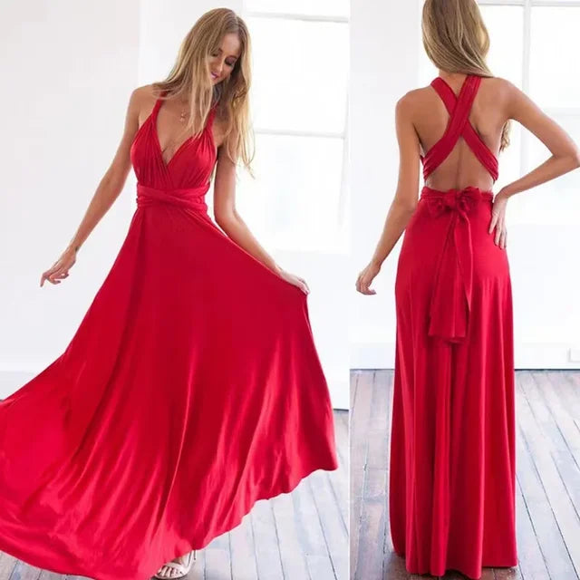 Versatile Floor-Length Bridesmaid Dress with Style Options