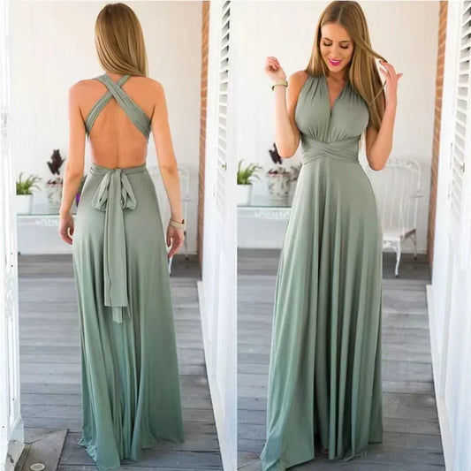 Versatile Floor-Length Bridesmaid Dress with Style Options