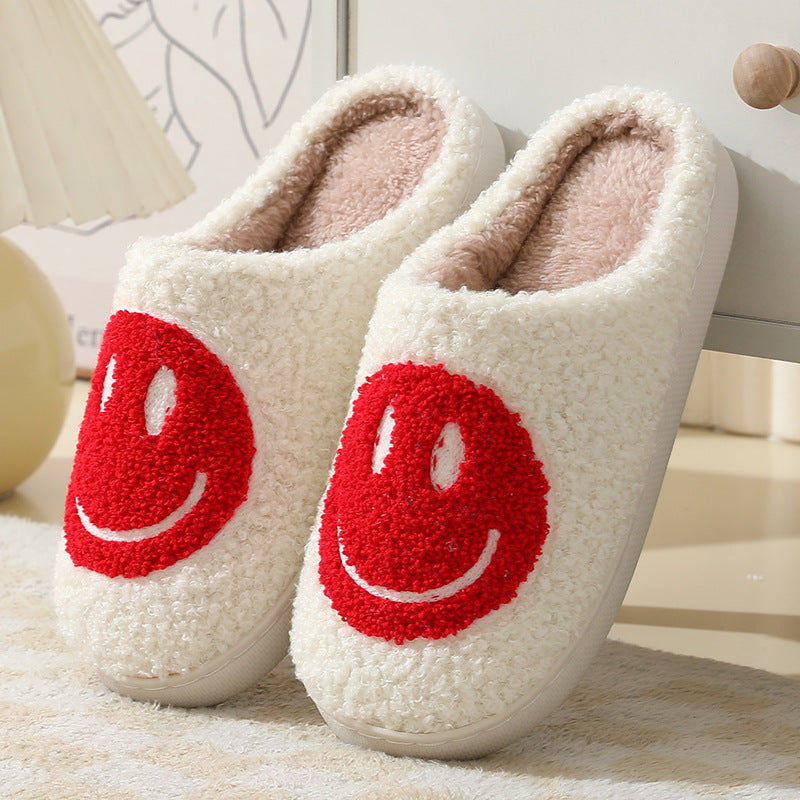 Cozy Smiley Face Plush Fur Slippers