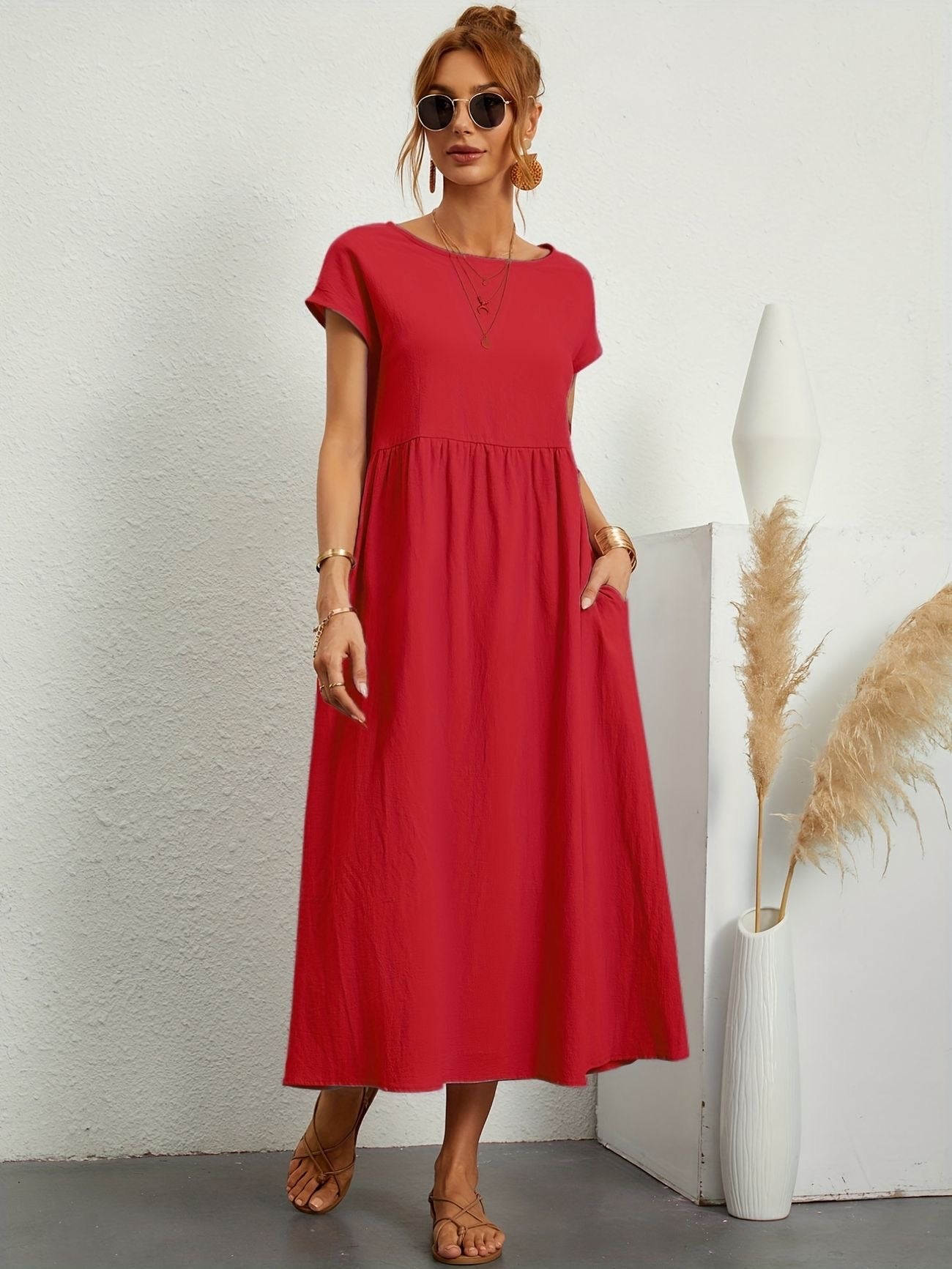 Elegant Spring Round Neck Dress
