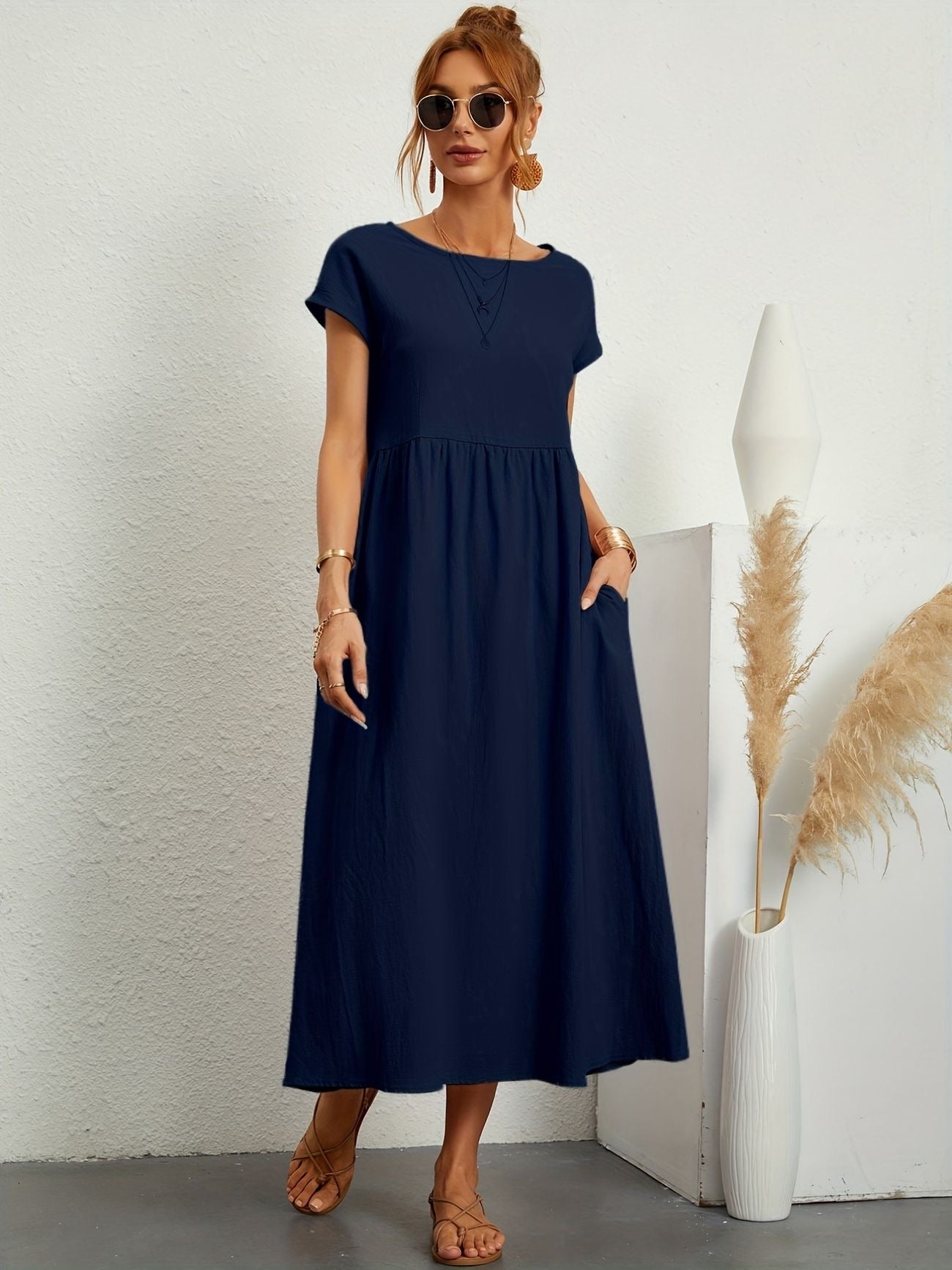 Elegant Spring Round Neck Dress