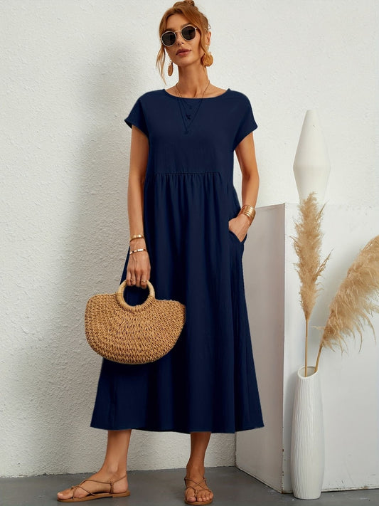 Elegant Spring Round Neck Dress