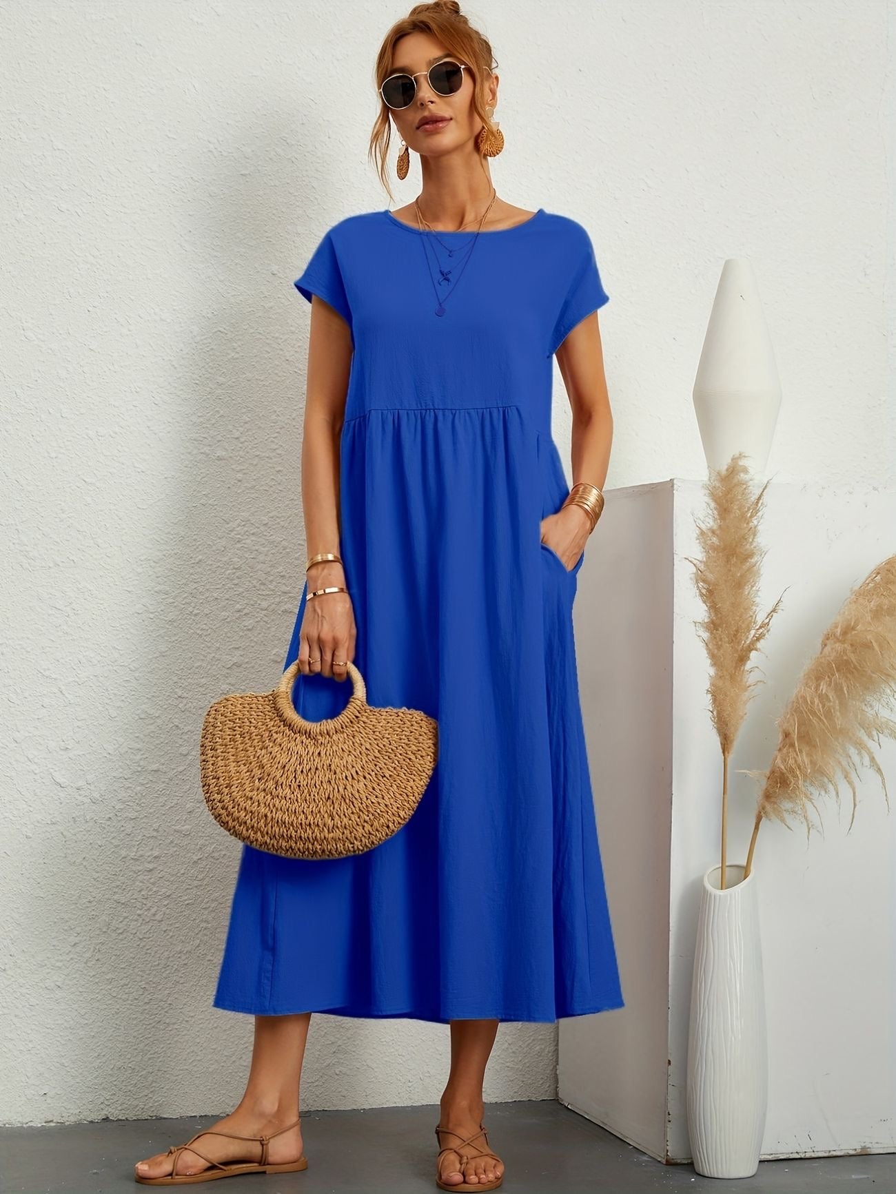 Elegant Spring Round Neck Dress