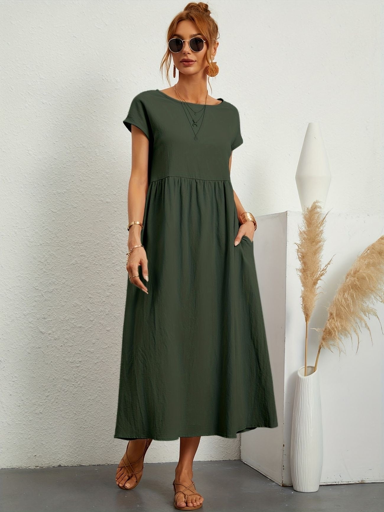Elegant Spring Round Neck Dress