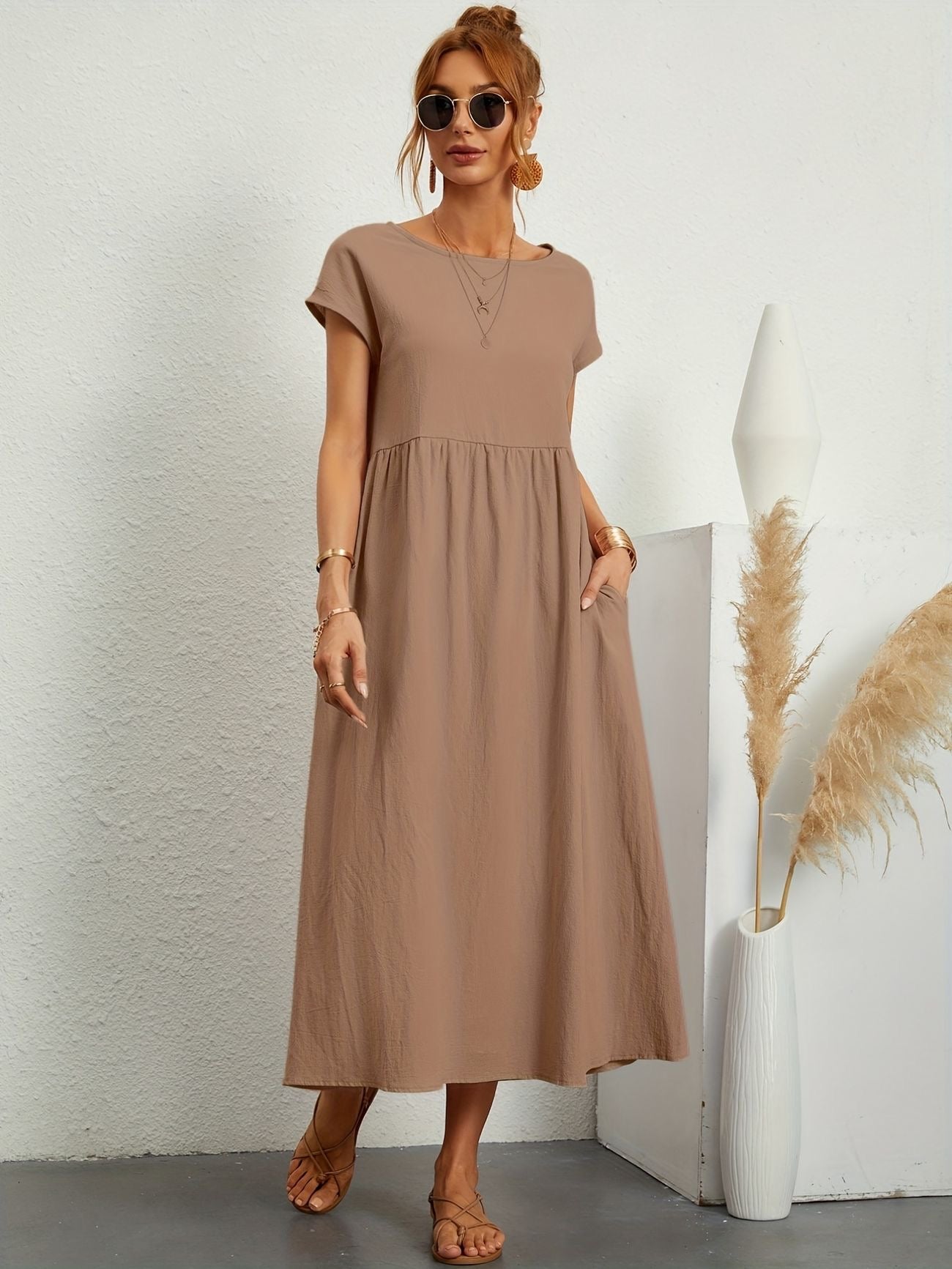 Elegant Spring Round Neck Dress