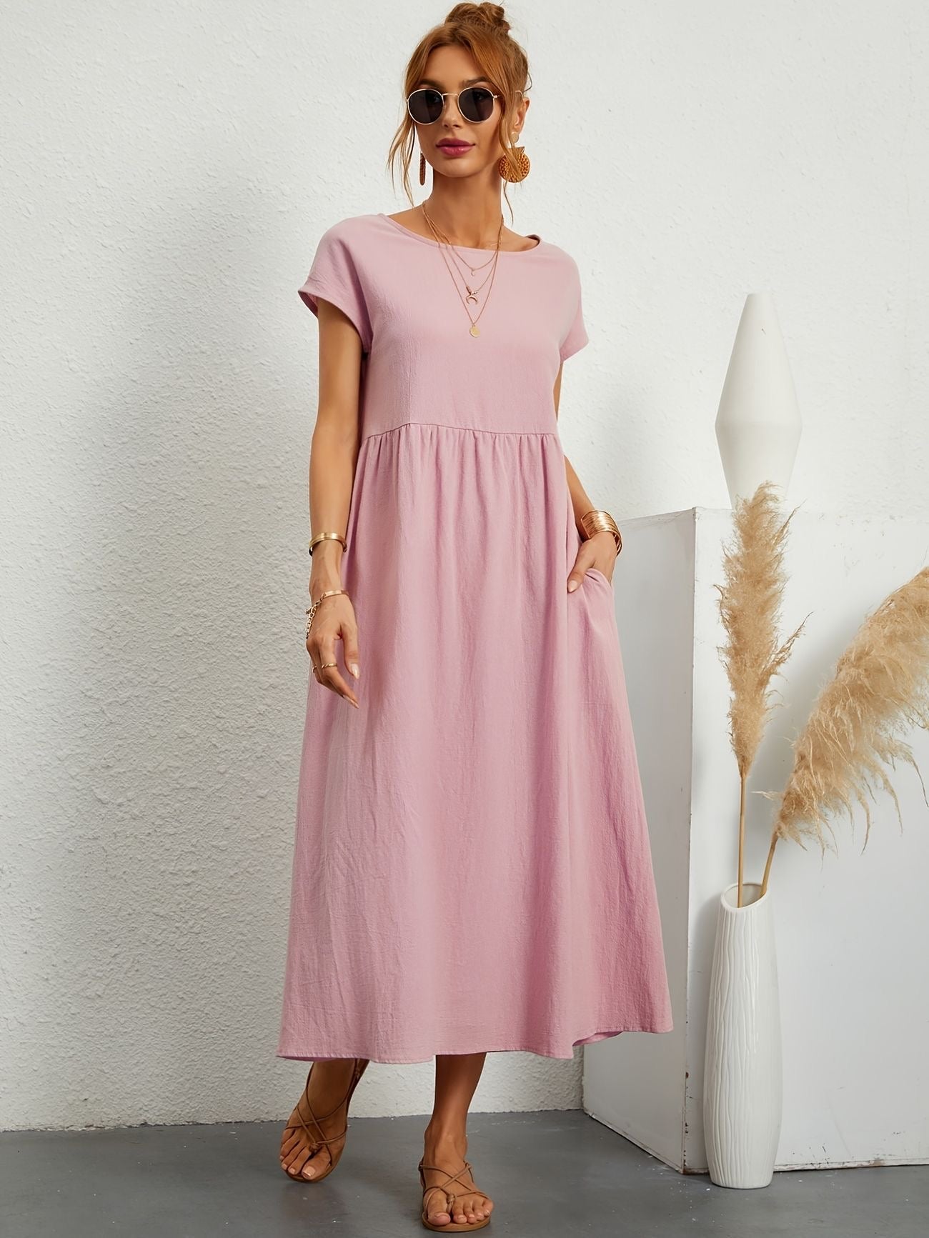 Elegant Spring Round Neck Dress