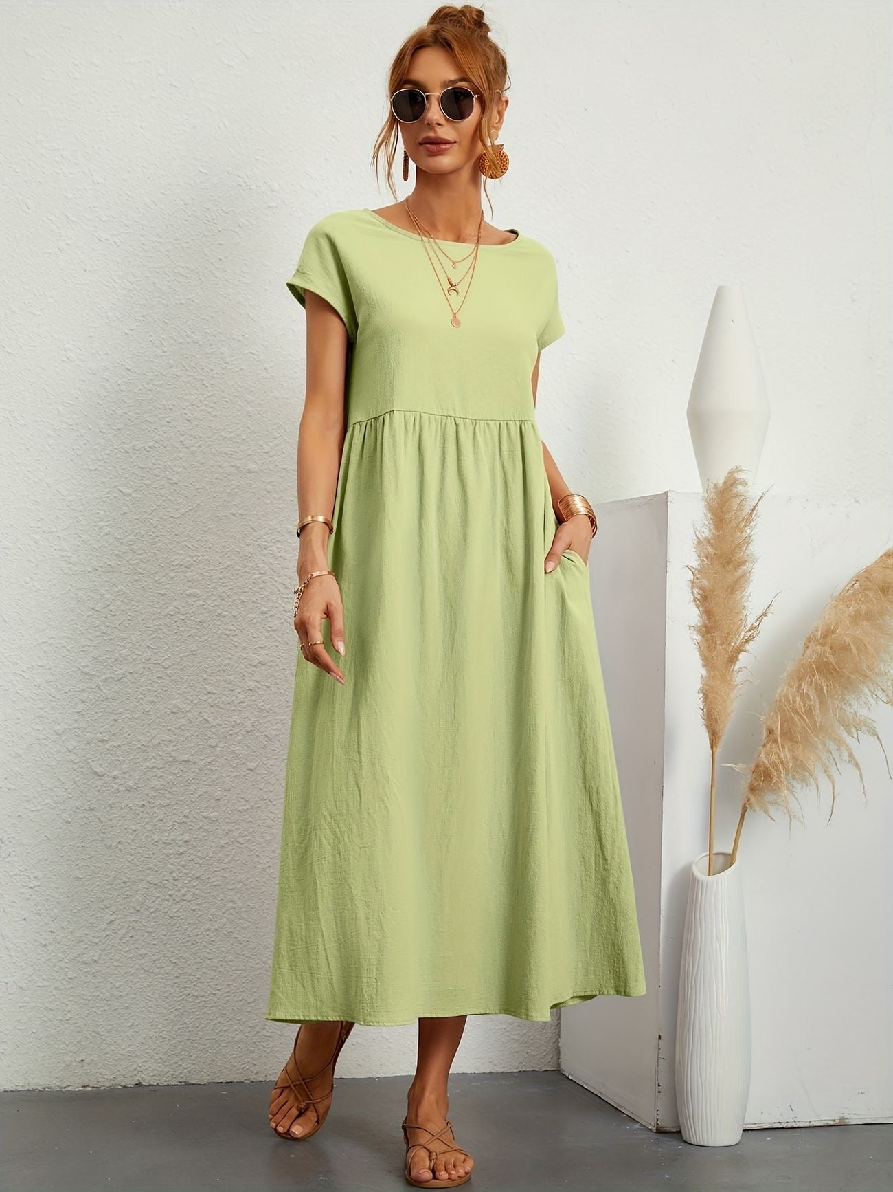 Elegant Spring Round Neck Dress