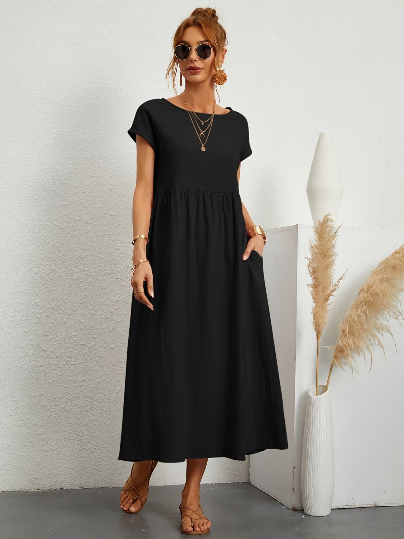 Elegant Spring Round Neck Dress