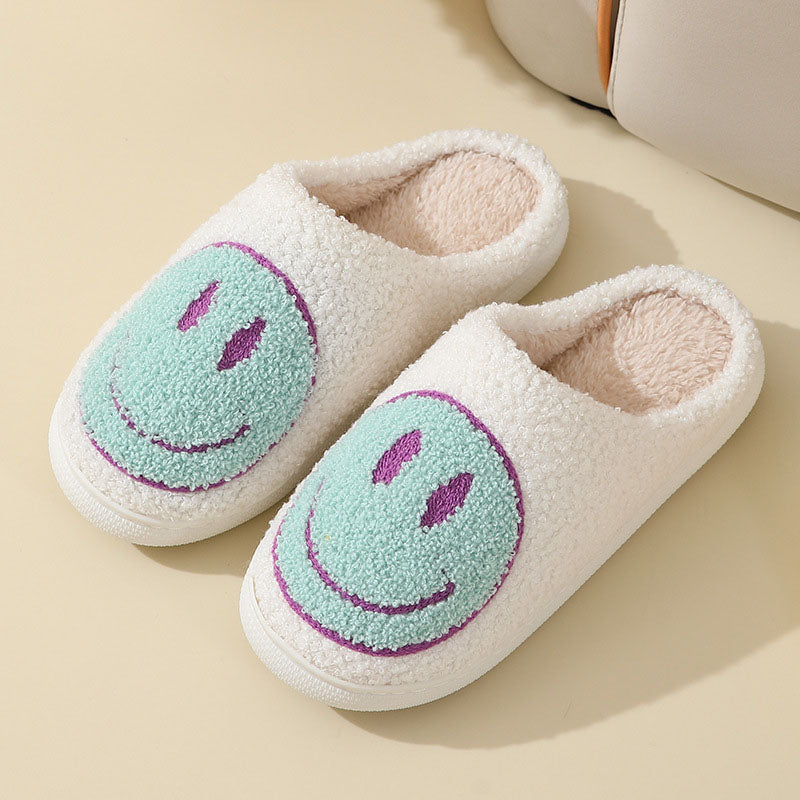 Cozy Smiley Face Plush Fur Slippers