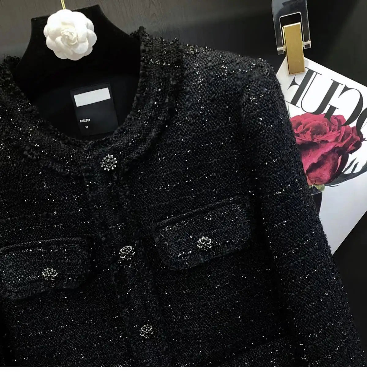 Elegant Black Tweed Blazer for Women