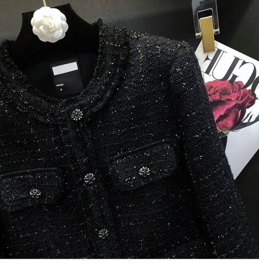 Elegant Black Tweed Blazer for Women