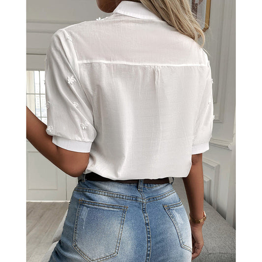 Chic Cotton Short Sleeve Blouse