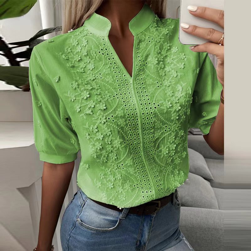 Chic Cotton Short Sleeve Blouse
