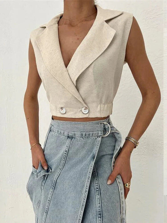 Elegant Sleeveless Blazer Top for Modern Style