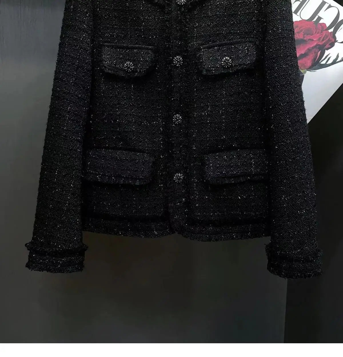 Elegant Black Tweed Blazer for Women