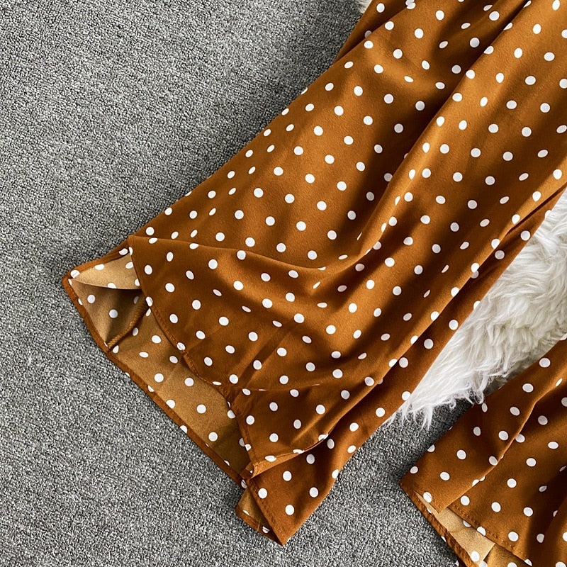 Vibrant Polka Dot Short-Sleeve Jumpsuit