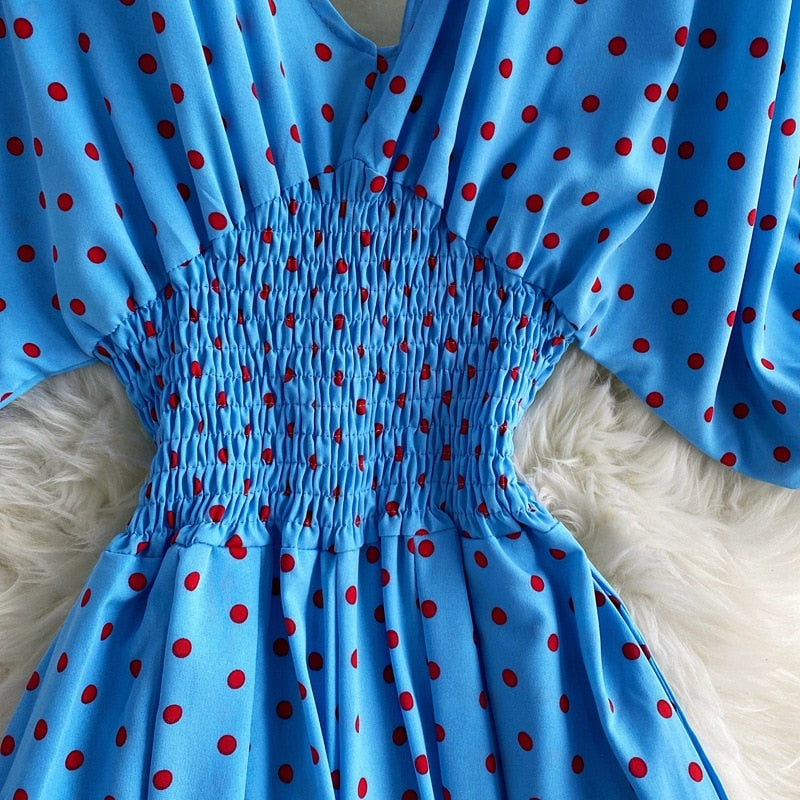 Vibrant Polka Dot Short-Sleeve Jumpsuit