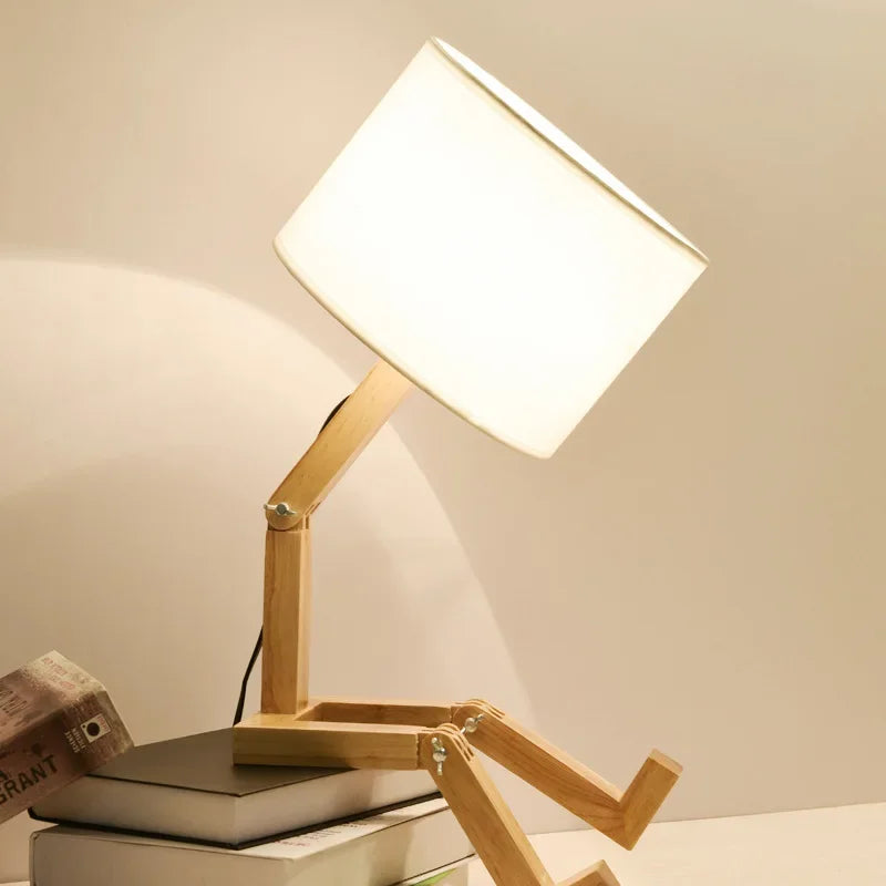 LUMIBOT – Playful Adjustable Wooden Table Lamp with Book Holder