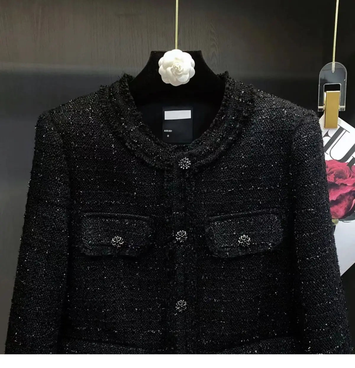 Elegant Black Tweed Blazer for Women