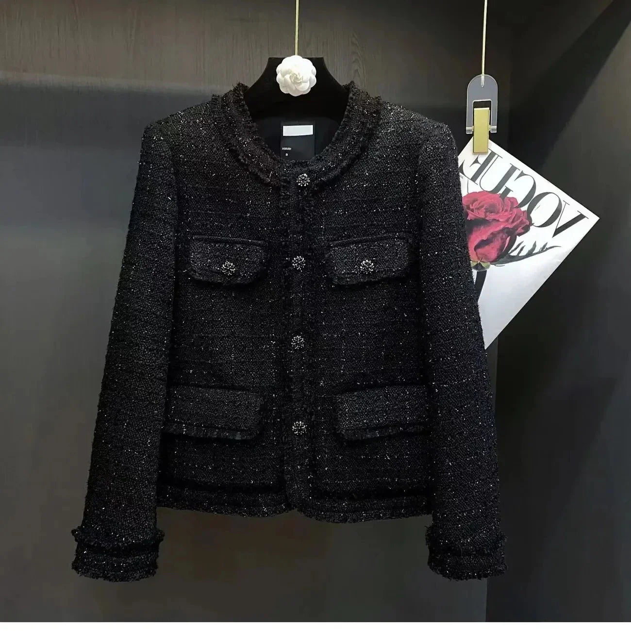Elegant Black Tweed Blazer for Women