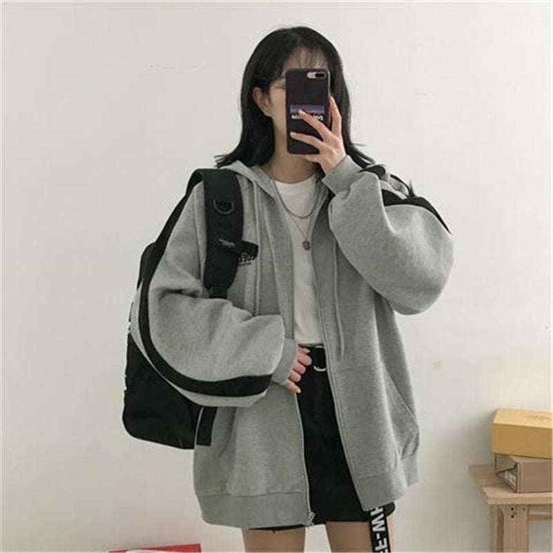 Oversized Hooded Pocket Baseball Jacket