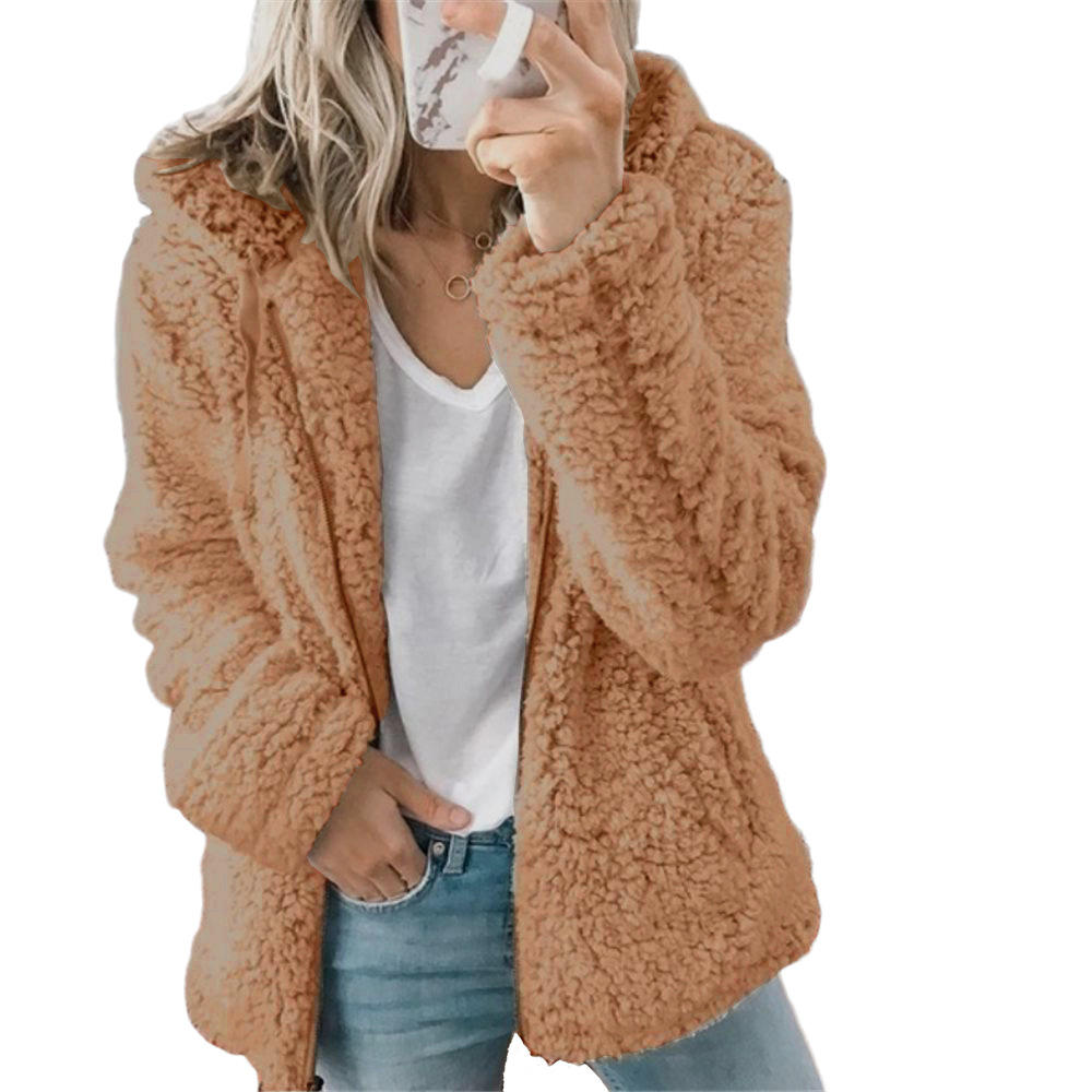 Elegant Teddy Fur Coat with Pockets