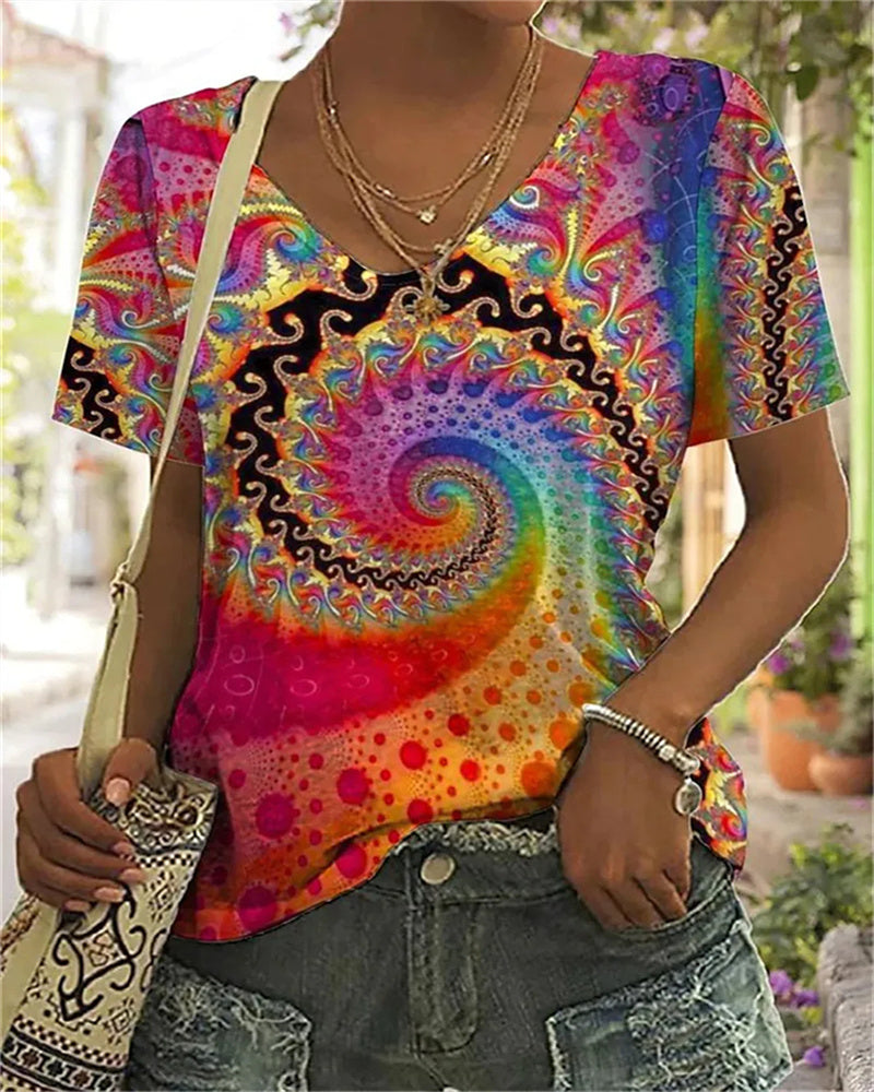 Stylish Abstract Print Summer T-Shirt
