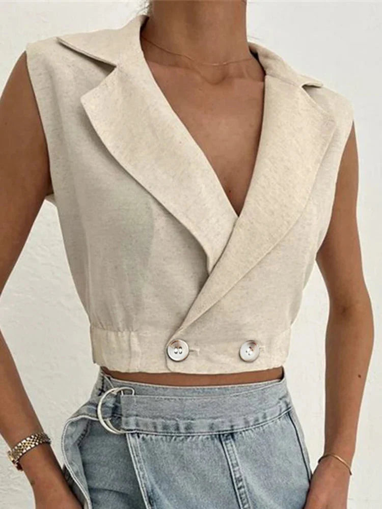 Elegant Sleeveless Blazer Top for Modern Style