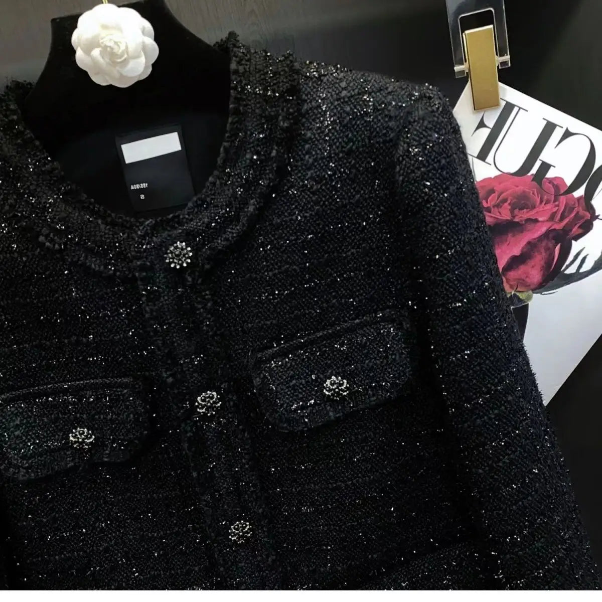 Elegant Black Tweed Blazer for Women