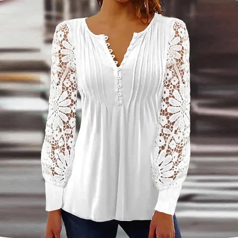 Cutipie™ Elegant Long Sleeve Floral Blouse