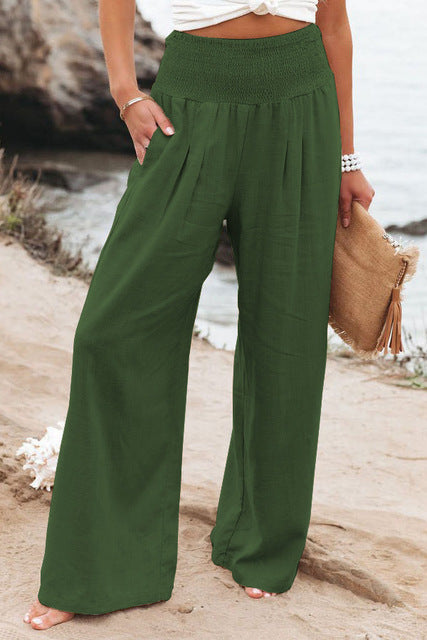 Stylish High-Waist Stretch Linen Pants for Women