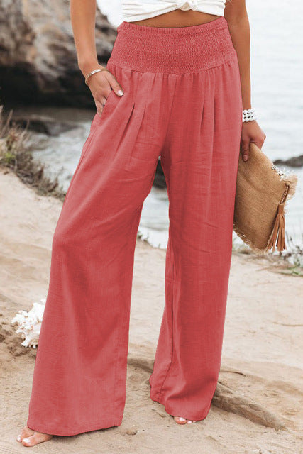 Stylish High-Waist Stretch Linen Pants for Women