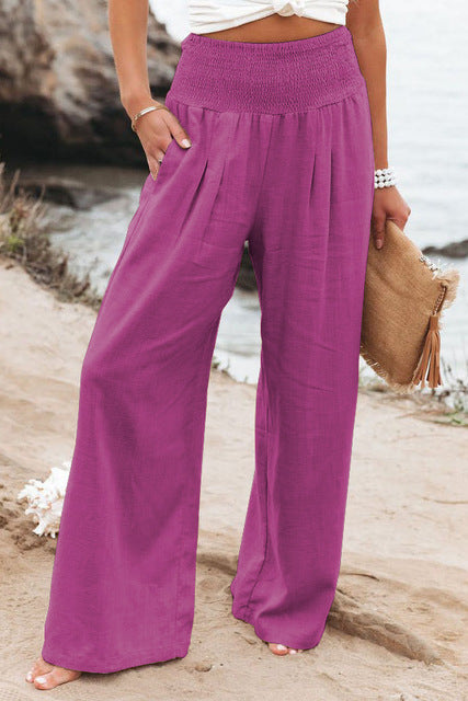Stylish High-Waist Stretch Linen Pants for Women