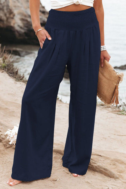 Stylish High-Waist Stretch Linen Pants for Women