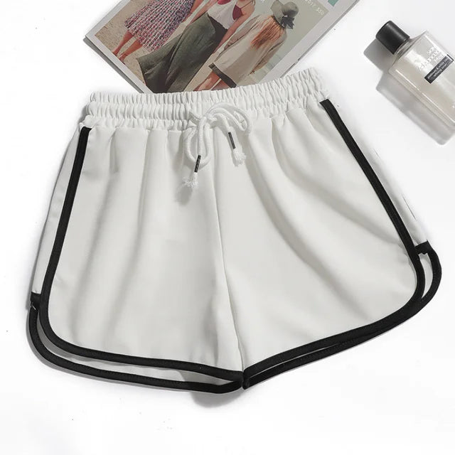 Breathable Striped Women's Elastic Waist Shorts