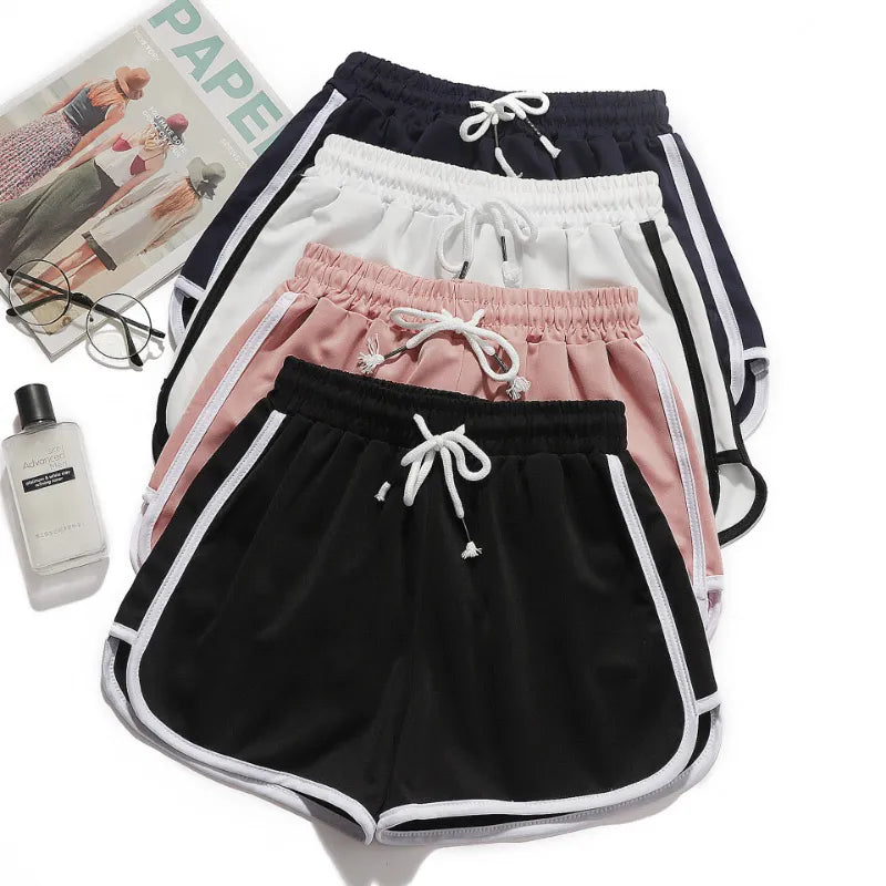 Breathable Striped Women's Elastic Waist Shorts