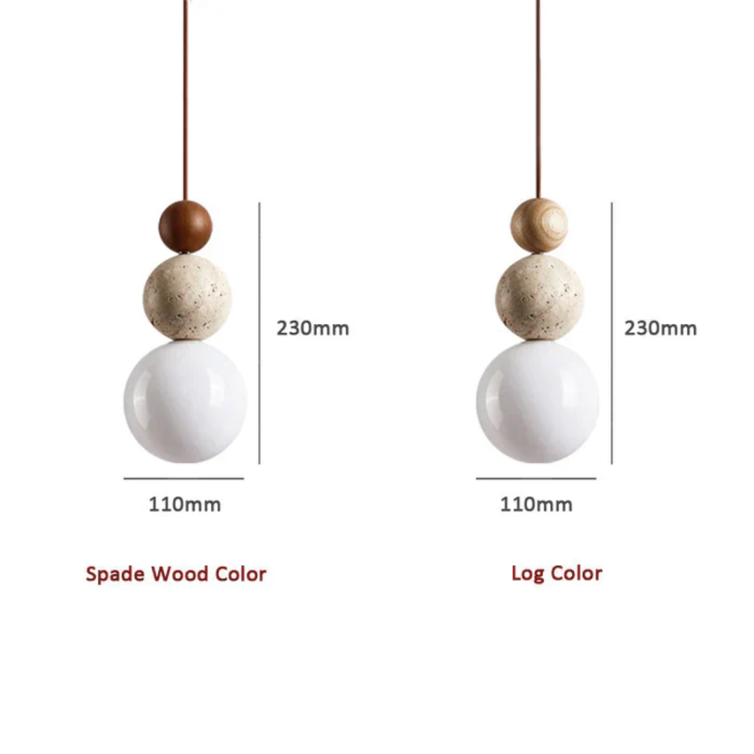 LUMINAIRE NATUREL – Modern Pendant Lamp in Travertine and Mahogany